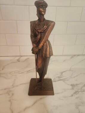 Vintage 1990 Austin Sculpture "Birdie" Female Golfer EUC Bronze Tone With COA